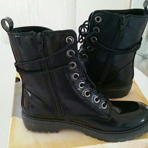 Cute faux leather combat boots